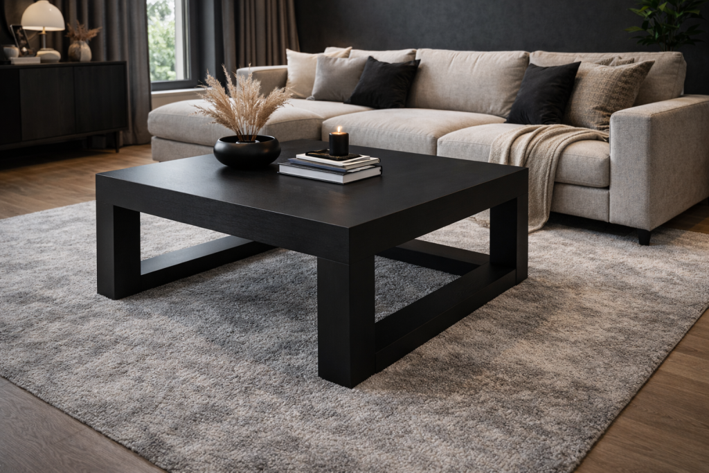 Černý nábytek do obývacího pokoje - konferenční stolek na míru, který zaujme.