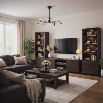 Ukázka moderního obývacího pokoje, kde je zřéjmé jak sladit nábytek s interiérem.